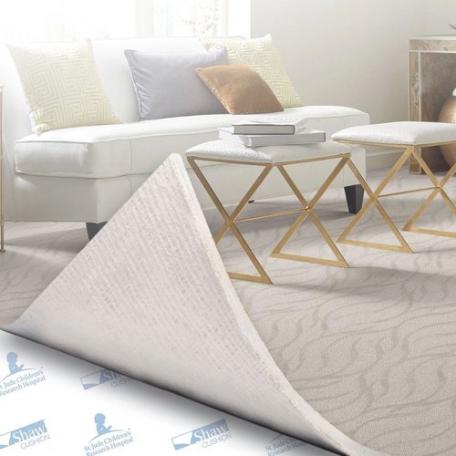 Graphic of carpet being peeled back to reveal the layer of cushioning underneath from Brennan's Carpet in Hailey, ID